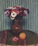 Felix Vallotton Still life with Anemones and Orange oil on canvas